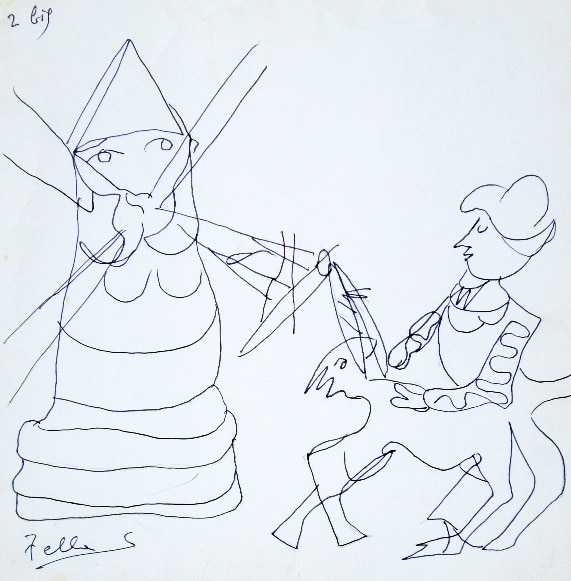 Don quichotte et le moulin (Estudio 2 bis anverso), 1976 — José García Tella