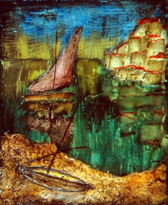 Voilier rouge au port, 1972 — José García Tella